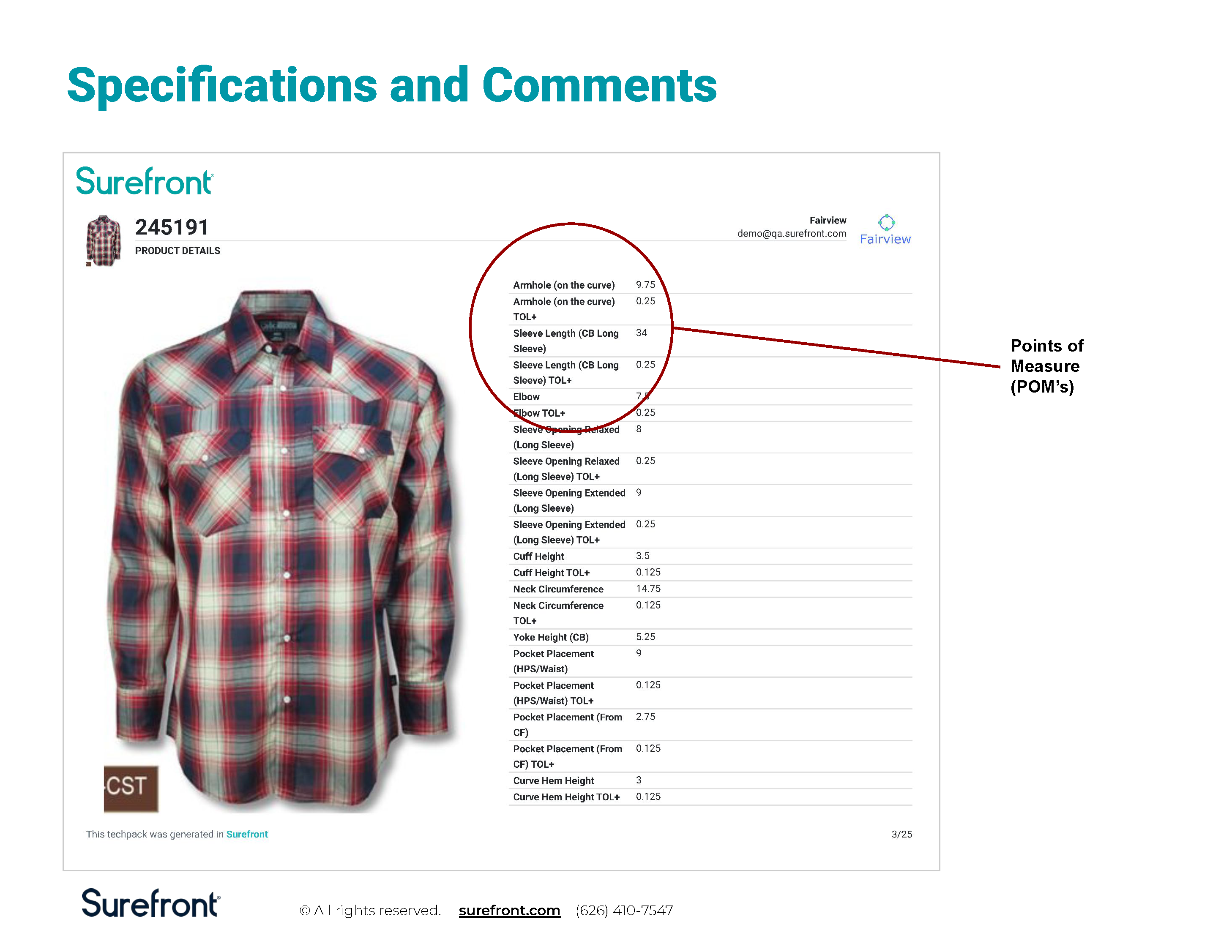 Surefront Tech Pack Specifications and Comments